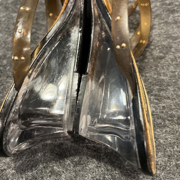 Vintage Renica Womens Size 8M Gold Lucite Wedge Heel Sandals Very Retro - Picture 13 of 13